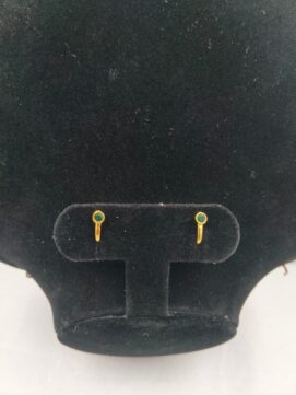 Gold-Tone Round Green Crystal Clip-On Nose Ring - Set of 2