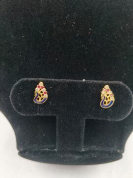Gold-Tone Blue Enamel Peacock Crystal Clip-On Nose Ring - Set of 2