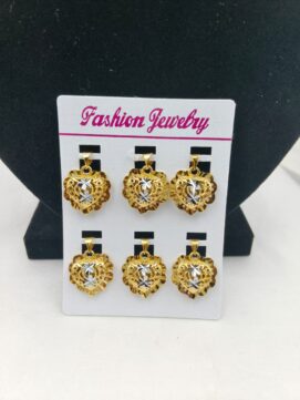 Gold-Tone Dual-Tone Heart Floral Pendant