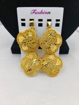 Gold-Tone Filigree Clover Heart Pendant