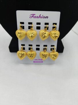 Gold-Tone Textured Heart Star-Cut Pendant