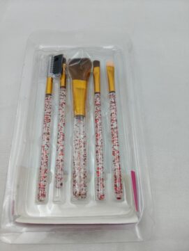 5-Piece Glitter Makeup Brush Set – Red