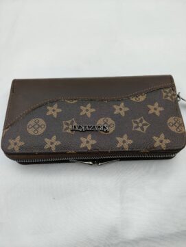 Elegant Dark Brown Monogram Wallet with Dual Closure