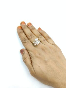 Vibrant Silver-Finish Bypass Ring with Colorful Stone Accents