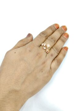 Luxurious Rose Gold Tone Ring with Clear Crystal Accents