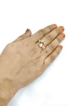 Whimsical Rose Gold Tone Ring with Multicolor Gemstones