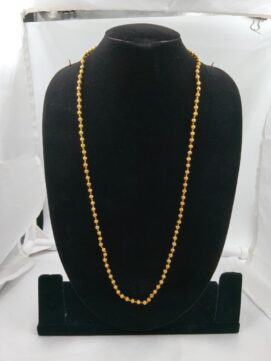 Gold-Plated Textured Ball Long Chain Necklace