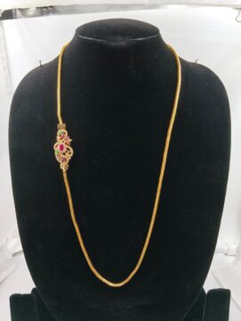 Gold-Plated Side AD Stone Peacock Motif Chain Necklace