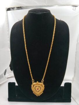 Gold-Plated Traditional Filigree Heart Pendant Chain Necklace