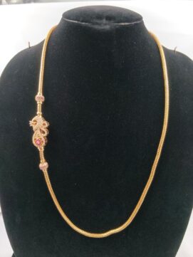 Gold-Plated Side Peacock AD Stone Chain Necklace