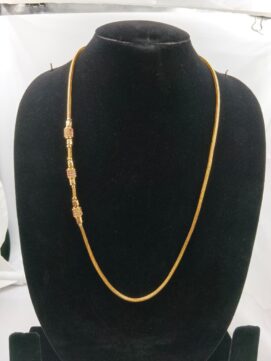 Gold-Plated Side Bead AD Stone Chain Necklace