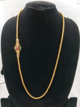 Gold-Plated Side Kite Motif AD Stone Chain Necklace