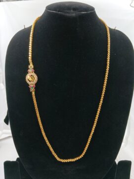 Gold-Plated Side Peacock AD Stone Chain Necklace