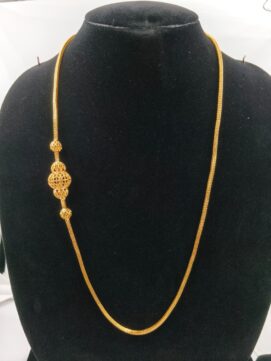 Gold-Plated Side Filigree Bead Chain Necklace