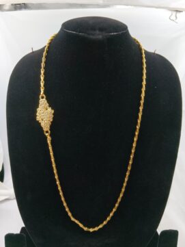 Gold-Plated Side Leaf AD Stone Chain Necklace