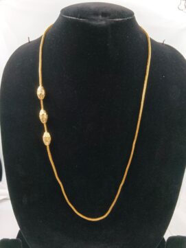 Gold-Plated Side Oval Bead Chain Necklace