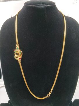 Gold-Plated Side Peacock AD Stone Chain Necklace