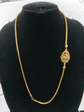 Gold-Plated Side Lakshmi Enamel Chain Necklace
