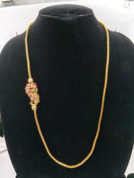 Gold-Plated Side Peacock AD Stone Chain Necklace