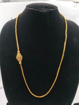 Gold-Plated Side Filigree Bead Chain Necklace