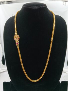 Gold-Plated Side Peacock AD Stone Chain Necklace