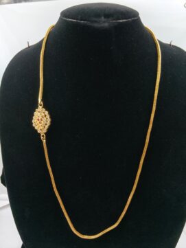Gold-Plated Side Floral AD Stone Chain Necklace