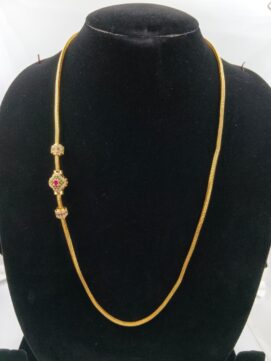 Gold-Plated Side AD Stone Motif Chain Necklace
