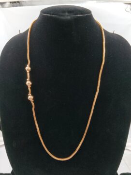 Gold-Plated Side Textured Ball Chain Necklace