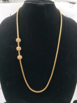 Gold-Plated Side White AD Stone Ball Foxtail Chain Necklace