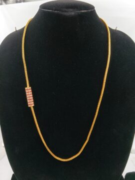Gold-Plated Side Pink and White AD Stone Barrel Snake Chain Necklace