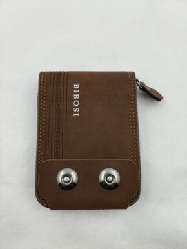 Brown PU Leather Zip-Around Men’s Wallet