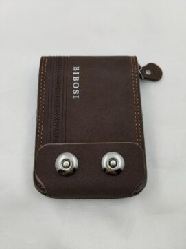 Dark Brown PU Leather Zip-Around Men’s Wallet