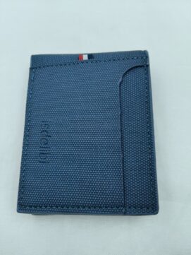 Navy Blue Textured PU Leather Slim Men’s Wallet