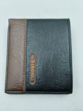 Two-Tone Black & Brown PU Leather Bi-Fold Men’s Wallet