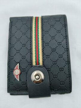 Black Monogram PU Leather Bi-Fold Men’s Wallet