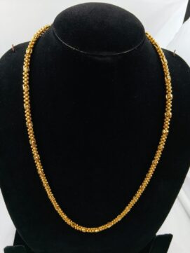 Decorative Gold-Plated Beaded Cylinder Chain