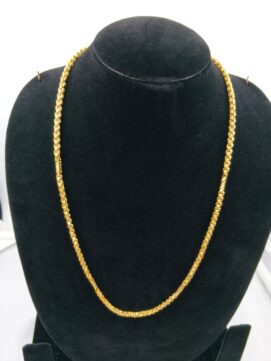 Gold-Plated Textured Barrel Station Chain