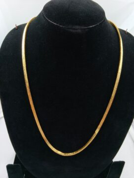 Bold Gold-Plated Ribbed Herringbone Chain