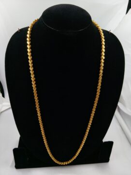 Bold Gold-Plated Ribbed Herringbone Chain