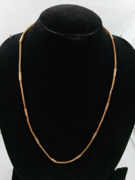 Gold-Plated Mesh Chain with Textured Cylinder Stations