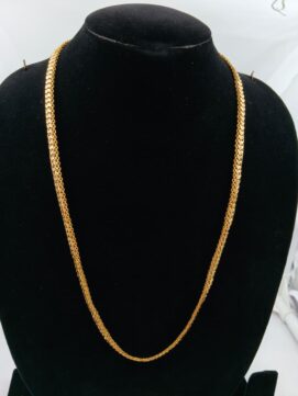 Polished Gold-Plated Dense Wheat Necklace