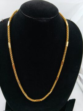 Gold-Plated Textured Box Chain with Bar Stations