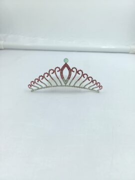 KH160 Kids Red & Silver Stone Tiara Crown Comb