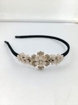 KH-56 White Blossom Stone Black Headband