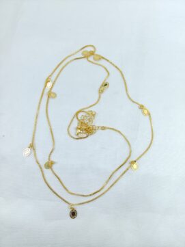 CNA CHAIN28 B11 Double Layer Gold-Tone Coin Charm Necklace