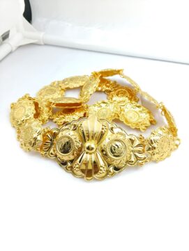 CNA HIP BELT04 B8 High Polish Gold-Tone Lakshmi Coin Waist Belt