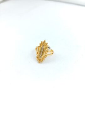 CNA RING 02 Gold-Tone Marquise Sunburst Stone Petal Ring