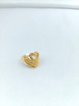 CNA RING 03 Gold-Tone Layered Heart Cutout Designer Ring