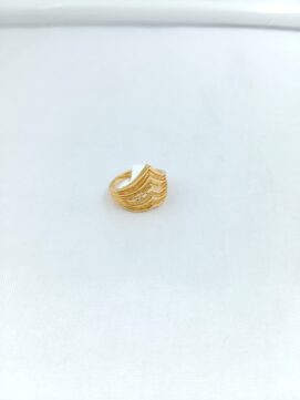 CNA RING 03 Gold-Tone Curved Wave Layered Textured Ring