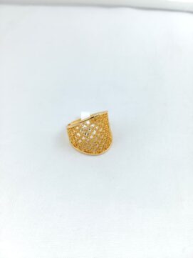 CNA RING 03 Gold-Tone Broad Lace Filigree Jali Statement Ring